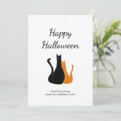 Schattige Halloween katten zwart oranje  Feestdagenkaart (Staand voorkant)