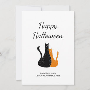 Schattige Halloween katten zwart oranje  Feestdagenkaart