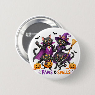 Schattige Halloween kattenpoten en toverspreuken Ronde Button 5,7 Cm
