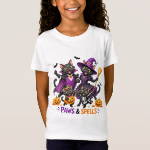 Schattige Halloween kattenpoten en toverspreuken T-shirt