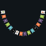 Schattige Halloween Kids VERJAARDAG Party Bunting Vlaggetjes<br><div class="desc">Schattigee Halloween vrolijke verjaardagsfeestbanner met schattige frankenstein,  pompoenen en kattenkostuums.</div>
