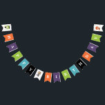 Schattige Halloween Kids VERJAARDAG Party Bunting Vlaggetjes<br><div class="desc">Schattigee Halloween vrolijke verjaardagsfeestbanner met schattige frankenstein,  pompoenen en kattenkostuums.</div>