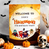 Schattige Halloween Kinder Oranje Verjaardagsfeest Poster