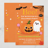 Schattige Halloween kinderfeest uitnodiging | Vrie (Voorkant / Achterkant)