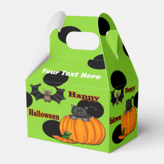 Schattige Halloween Kitten, Bat Gable Favor Box Bedankdoosjes