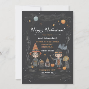 Schattige Halloween Kostuum Party Voor Kids Party Kaart