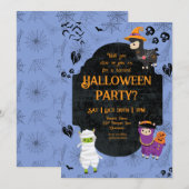 Schattige Halloween Lama 1 Feest Kaart (Voorkant / Achterkant)