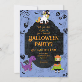 Schattige Halloween Lama, Dino, Eénhoorn Feestje Kaart