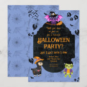 Schattige Halloween Lama, Vleermuis, Luiaard Feest Kaart (Voorkant / Achterkant)