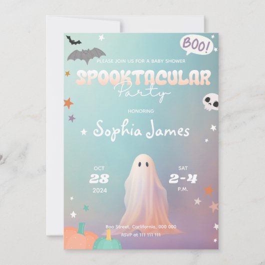 Schattige Halloween Little Boo Babyshower Spooktac Kaart (Voorkant)