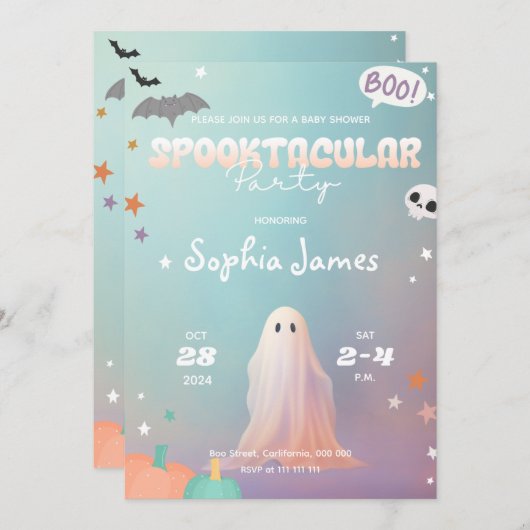 Schattige Halloween Little Boo Babyshower Spooktac Kaart (Voorkant / Achterkant)