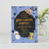 Schattige Halloween Luiaard 2 Feestje Kaart (Staand voorkant)