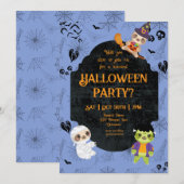Schattige Halloween Luiaard 2 Feestje Kaart (Voorkant / Achterkant)
