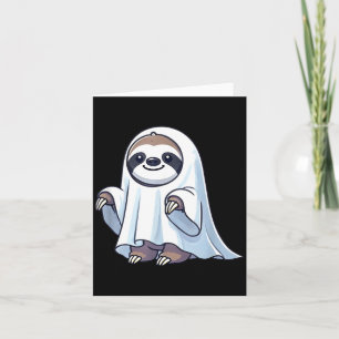 Schattige Halloween luiaard geest Cartoon Spokerig Kaart