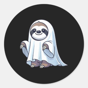 Schattige Halloween luiaard geest Cartoon Spokerig Ronde Sticker