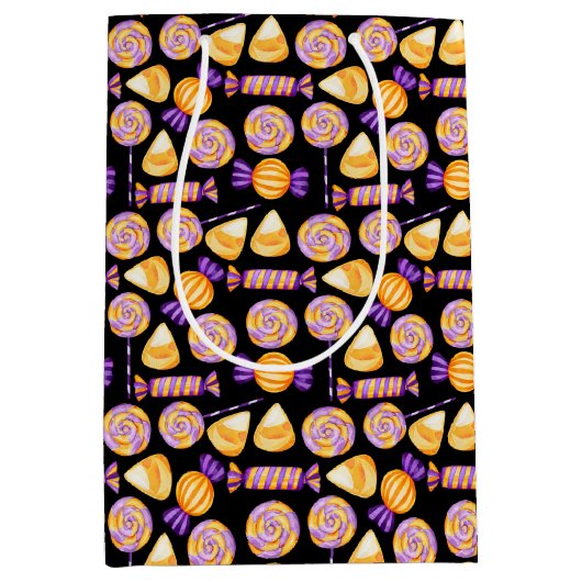 Schattige Halloween Maïs Snoep Sweets Lollipop Zwa Medium Cadeauzakje (Voorkant)