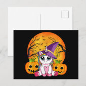 Schattige Halloween-meisjes heksachtige eenhoorn H Feestdagenkaart (Voorkant / Achterkant)