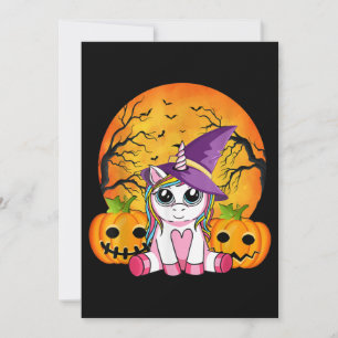 Schattige Halloween-meisjes heksachtige eenhoorn H Kaart
