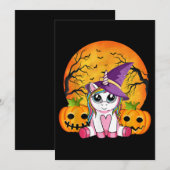 Schattige Halloween-meisjes heksachtige eenhoorn H Kaart (Voorkant / Achterkant)