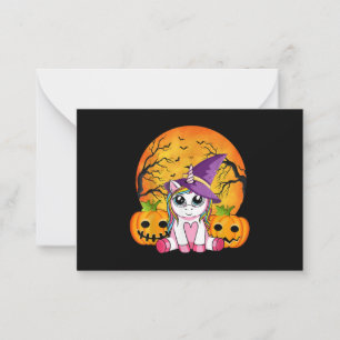 Schattige Halloween-meisjes heksachtige eenhoorn H Notitiekaartje