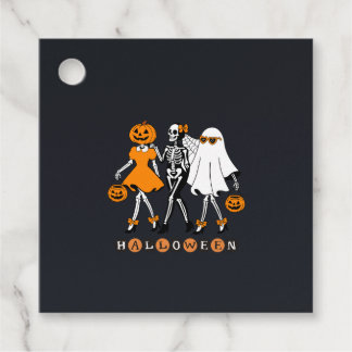 Schattige Halloween-meisjes skelet geest pompoen Bedankjes Labels