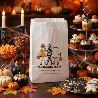 Schattige Halloween-meisjes skelet geest pompoen Bedankzakje