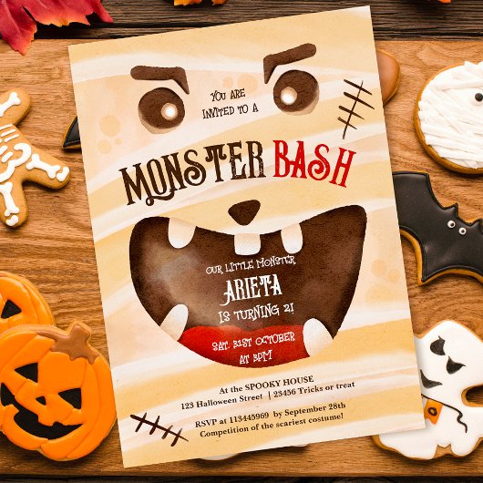 Schattige Halloween monster bash 2e verjaardag Kaart