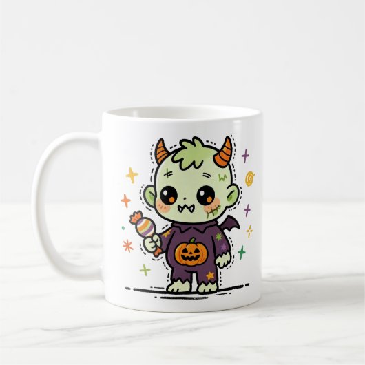 Schattige Halloween Monster Kinderen Koffiemok (Links)