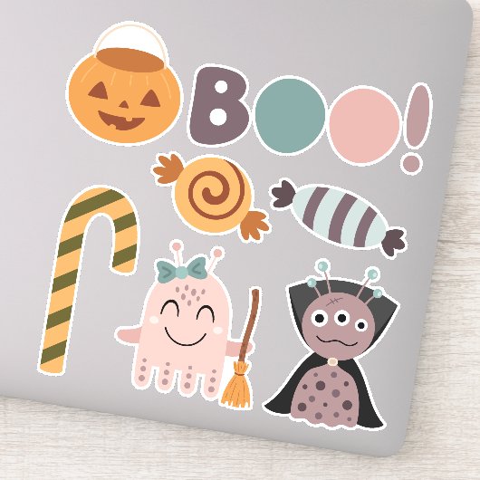 Schattige Halloween Monsters Party Sticker (Detail)