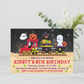 Schattige Halloween Monsters Trein Verjaardag Kaart (Staand voorkant)