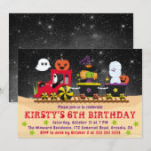 Schattige Halloween Monsters Trein Verjaardag Kaart (Voorkant / Achterkant)