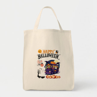 Schattige Halloween-monterfeestbus Trick or Treat Tote Bag