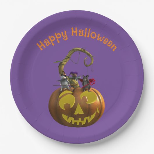 Schattige Halloween Mouse Trio Papieren Bordje (Voorkant)