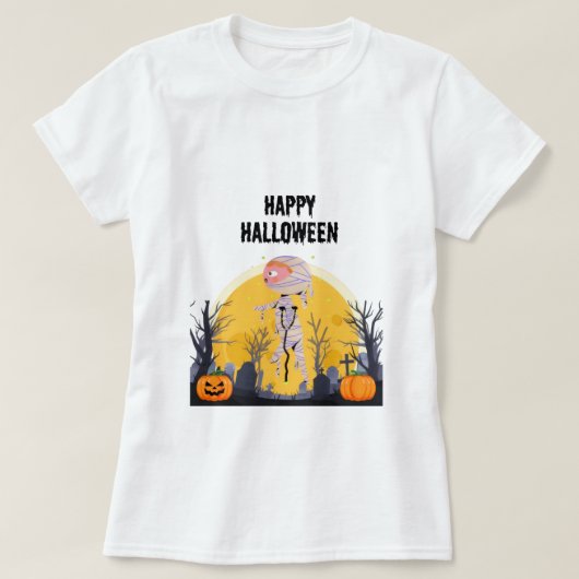 Schattige Halloween Mummy T-Shirt | Grappig Spooky (Design voorkant)