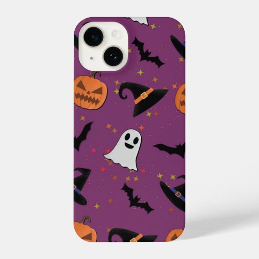 Schattige Halloween naadloos patroon iPhone Hoesje (Achterkant)
