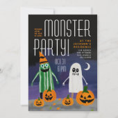 Schattige Halloween nacht monster pompoen verf fee Kaart (Voorkant)