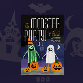 Schattige Halloween nacht monster pompoen verf fee Kaart