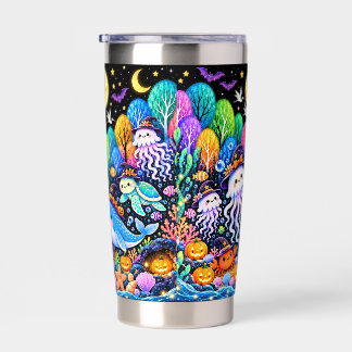 Schattige Halloween Oceen Zee Dieren Tumbler, Kawa Geïsoleerde Drinkbeker
