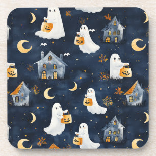 Schattige Halloween ontwerp met spoken en pompoene Bier Onderzetter