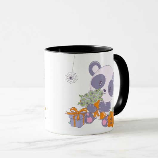 Schattige Halloween Panda Boeket van Eyes Hallowee Mok (Voorkant rechts)