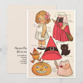 Schattige Halloween 🎃 papierdollars Bedankkaart (Voorkant / Achterkant)