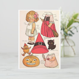 Schattige Halloween 🎃 papierdollars Bedankkaart