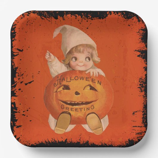 Schattige Halloween Party Bord,  Halloween Papieren Bordje (Voorkant)