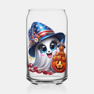 Schattige Halloween-patriottische spookpomp-can gl Blikvorm Glas