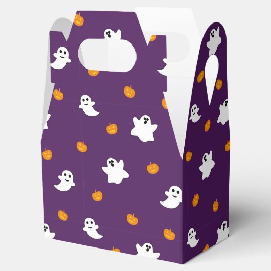 Schattige Halloween Patroon met Paarse Achtergrond Bedankdoosjes (Geopend)