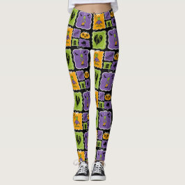 Schattige Halloween-personages Frankensteins en zo Leggings