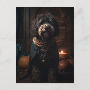 Schattige Halloween poedel type hond Briefkaart