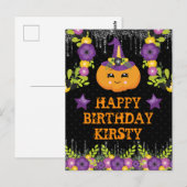 Schattige Halloween Pompoen Bloemige Gelukkige Ver Briefkaart (Voorkant / Achterkant)