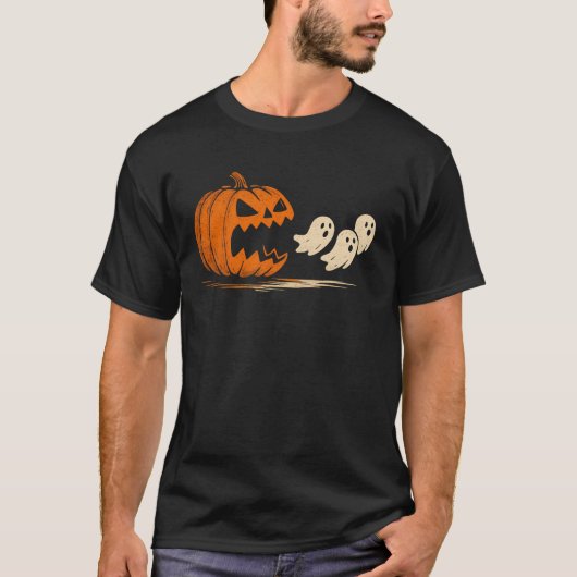 Schattige Halloween Pompoen Eet Geesten Grappige G T-shirt (Voorkant)