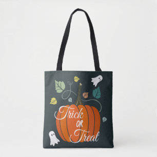 Schattige Halloween pompoen en spoken 'Trick or Tr Tote Bag